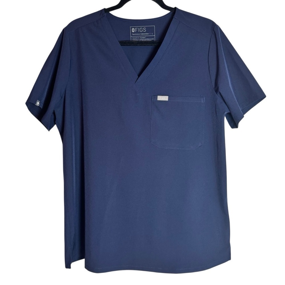 Figs Women’s Navy V-Neck Tech Collection Large Scrub Top